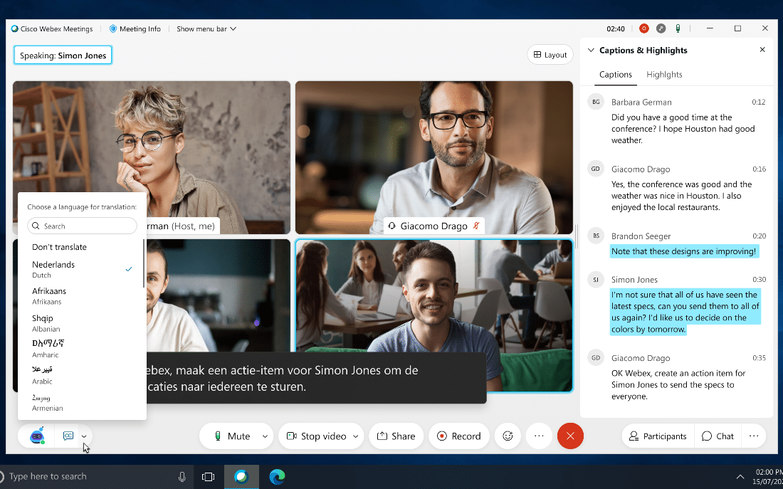 Cisco Webex-innovatie doorbreekt taalbarrières met real-time vertaling